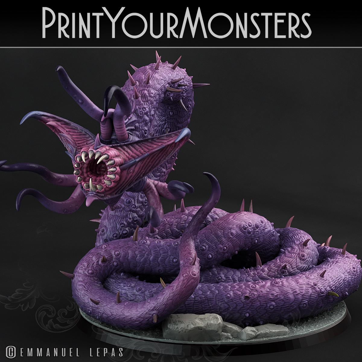 Necrothelid | DnD Insectoid Monster Miniature Snake demon | by PrintYourMonster