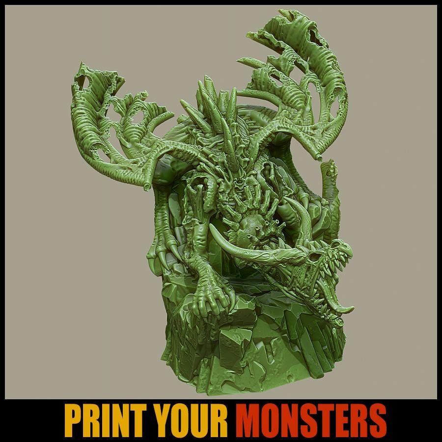 Zombie Dragon | DnD Undead Zombie Elemental Large Scale Miniature | 180mm | by PrintYourMonster