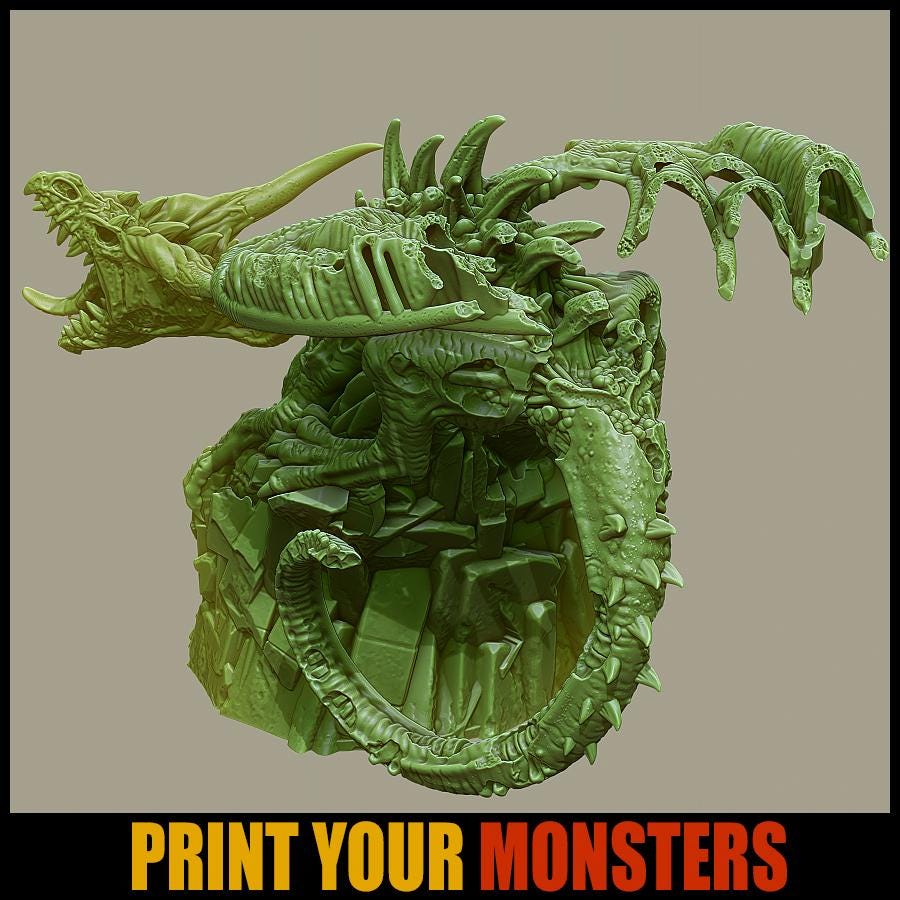 Zombie Dragon | DnD Undead Zombie Elemental Large Scale Miniature | 180mm | by PrintYourMonster