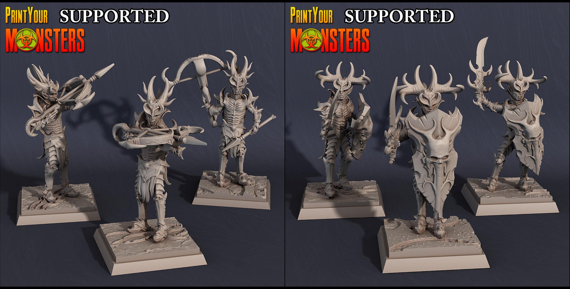Dark Elves Army Pack | DnD Elven Soldier Warriors Medusa Monster Miniature | by PrintYourMonster