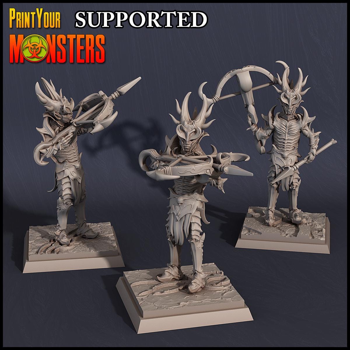 Dark Elves Army Pack | DnD Elven Soldier Warriors Medusa Monster Miniature | by PrintYourMonster