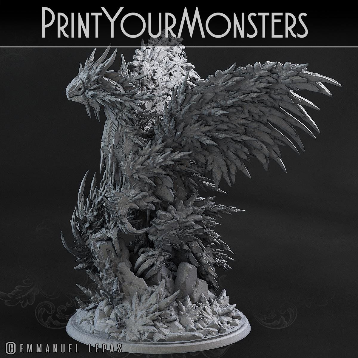 Hoarfrost Dragon | DnD Undead Zombie Elemental Large Scale Miniature | by PrintYourMonster