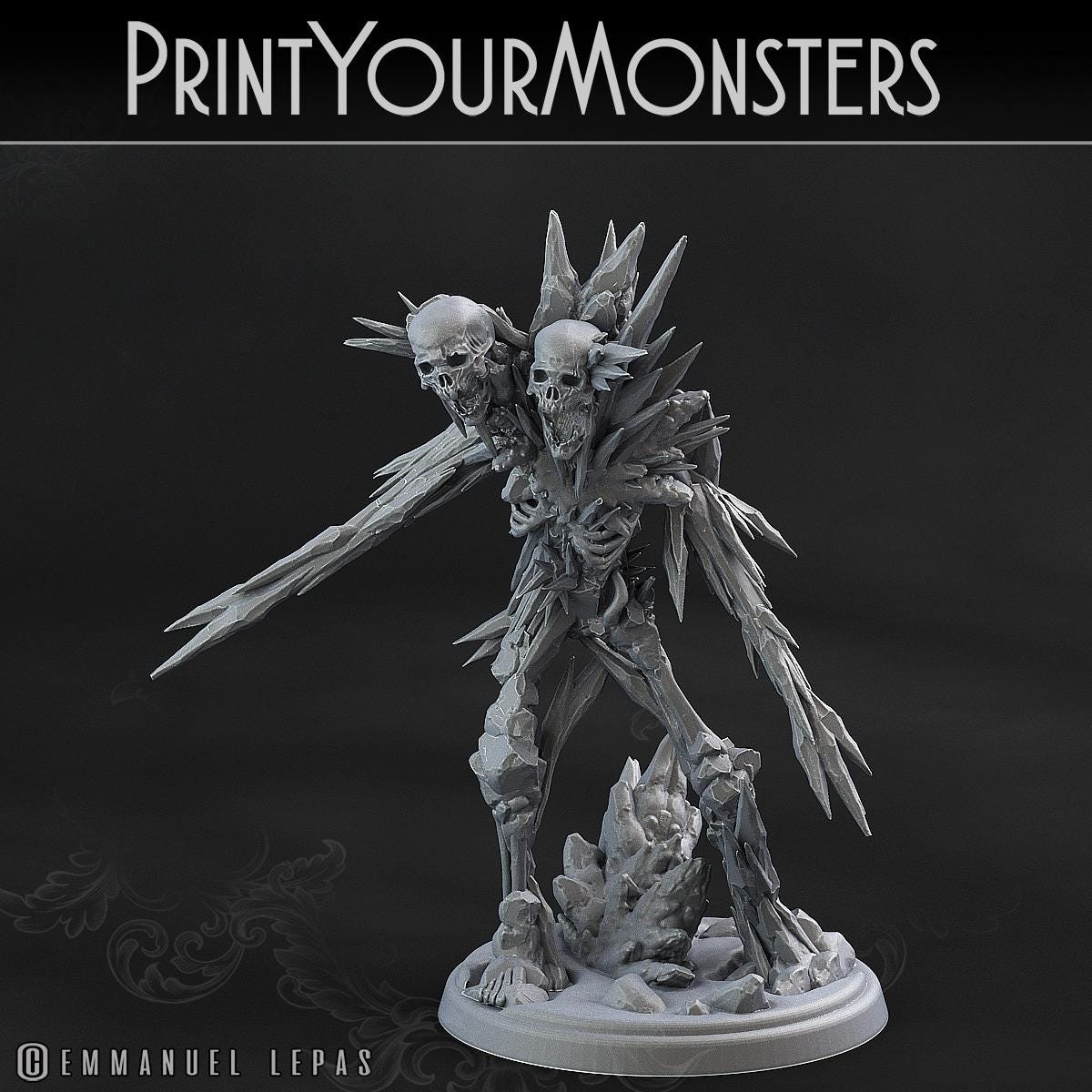 Hoarfrost Skeletons | DnD Stone Frost Elemental Monster Miniatures | 32mm / 75mm | by PrintYourMonsters