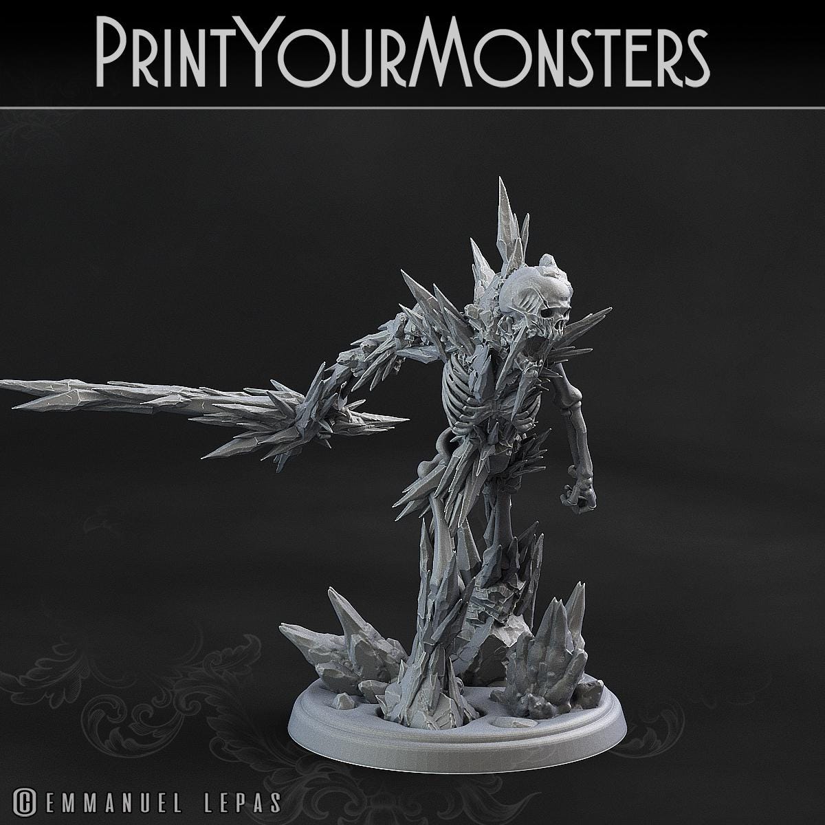 Hoarfrost Skeletons | DnD Stone Frost Elemental Monster Miniatures | 32mm / 75mm | by PrintYourMonsters