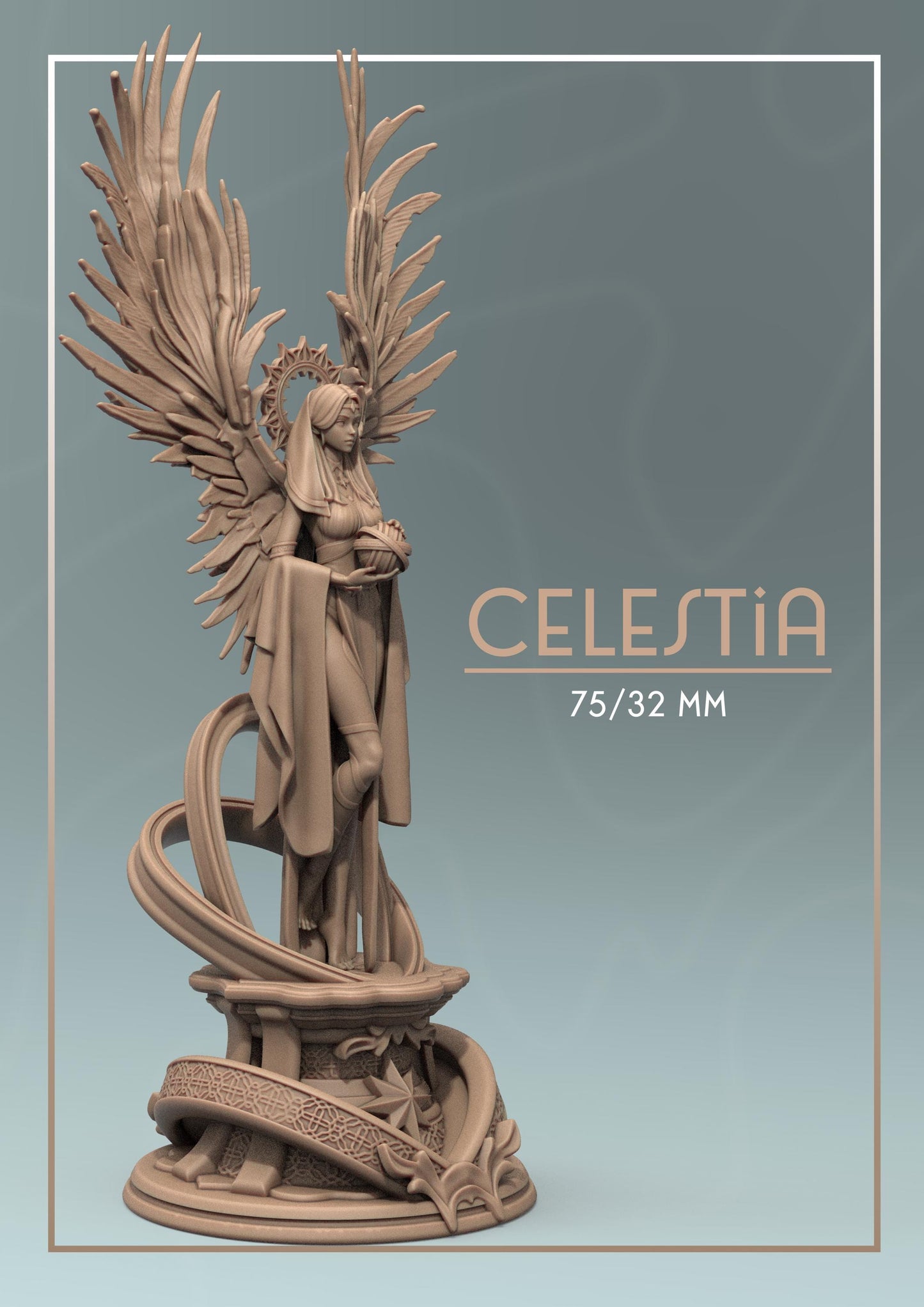 Celestia | DnD Female Angel Cleric Nun Fantasy Miniature | 32mm / 75mm | by Dungeons&Maidens