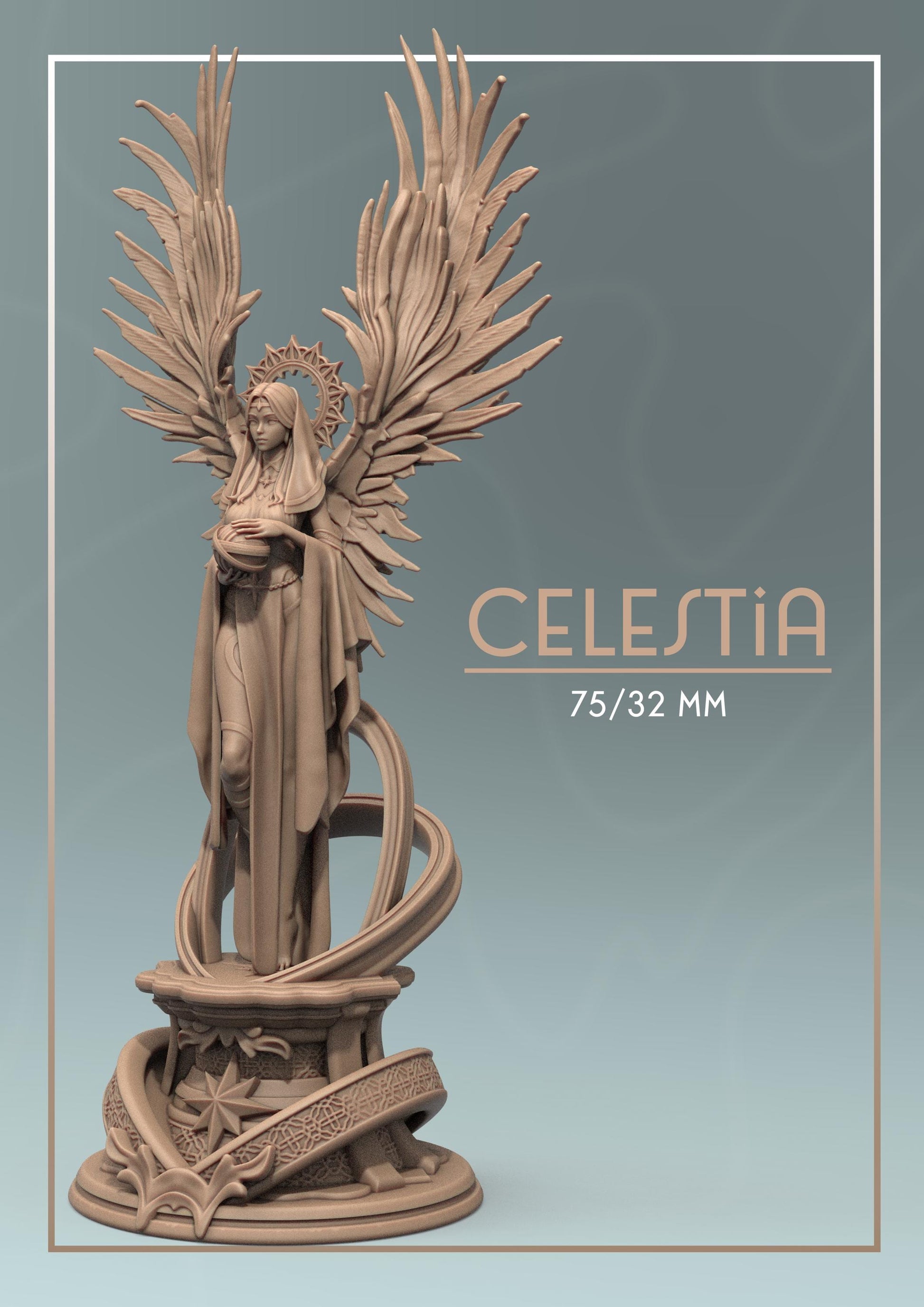 Celestia | DnD Female Angel Cleric Nun Fantasy Miniature | 32mm / 75mm | by Dungeons&Maidens