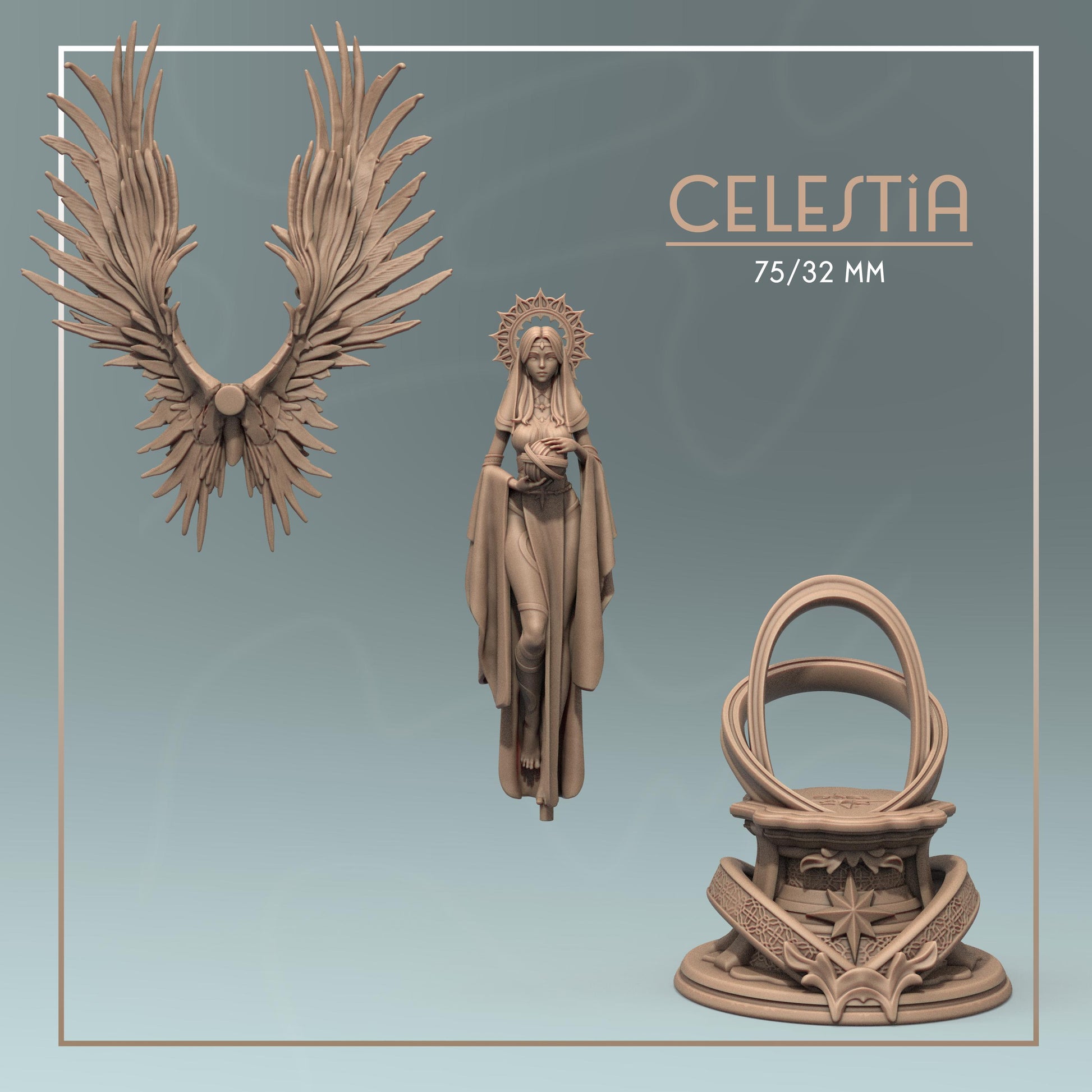 Celestia | DnD Female Angel Cleric Nun Fantasy Miniature | 32mm / 75mm | by Dungeons&Maidens