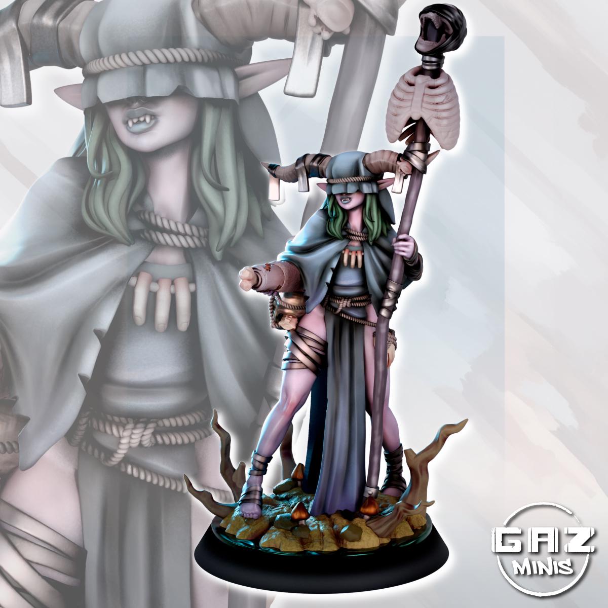 Violet Duskmire | Female Fantasy Wizard Necromancer Pin-up miniature | 32mm / 75mm / 100mm / 180mm | by GazMinis