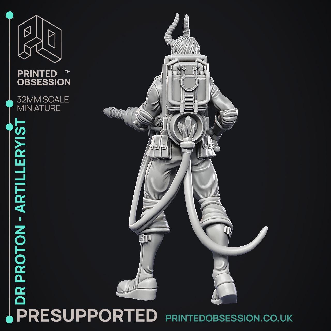 Ghast Busters | DnD Sci-fi Ghost Hunter Demon Human Miniature | 32mm / 75mm | by Printed Obsession