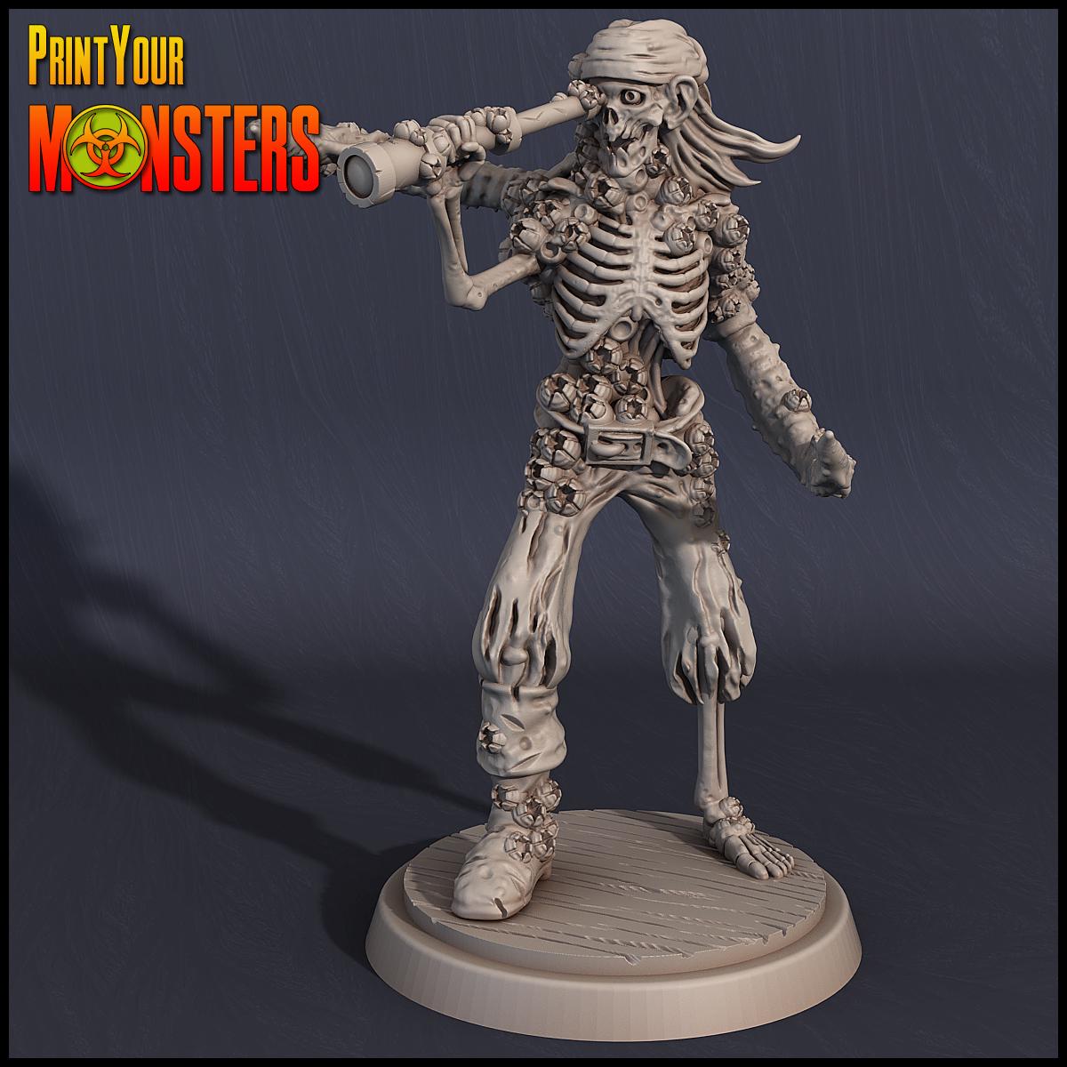 Undead Shrimp Pirates | DnD Skeletal Pirate Monster Miniature | 32mm | by PrintYourMonster