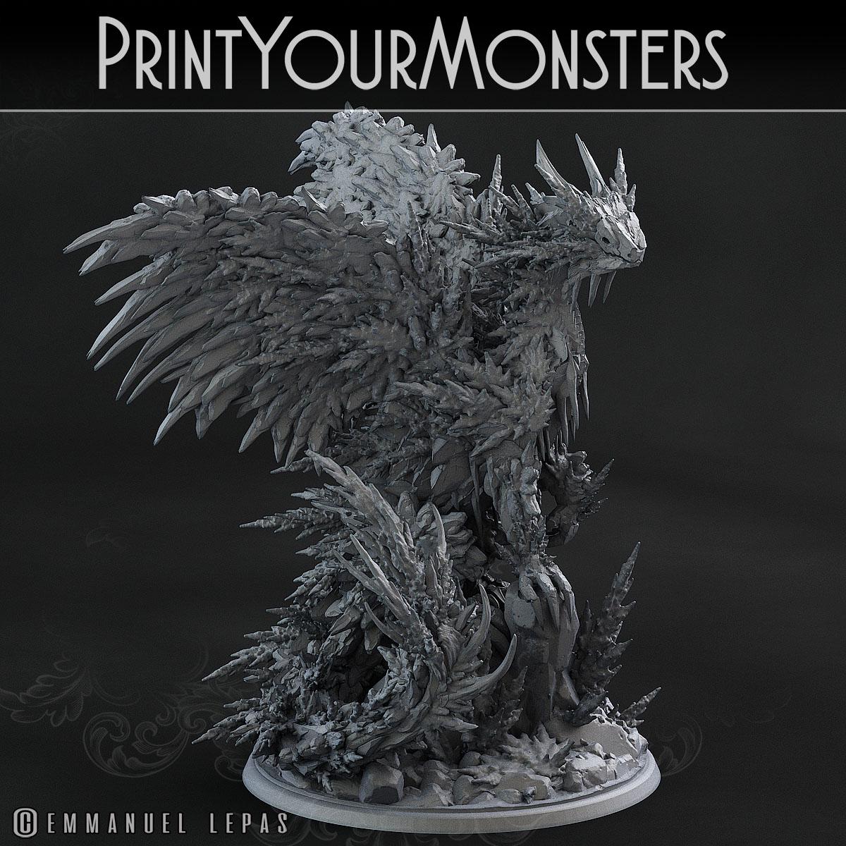 Hoarfrost Dragon | DnD Undead Zombie Elemental Large Scale Miniature | by PrintYourMonster