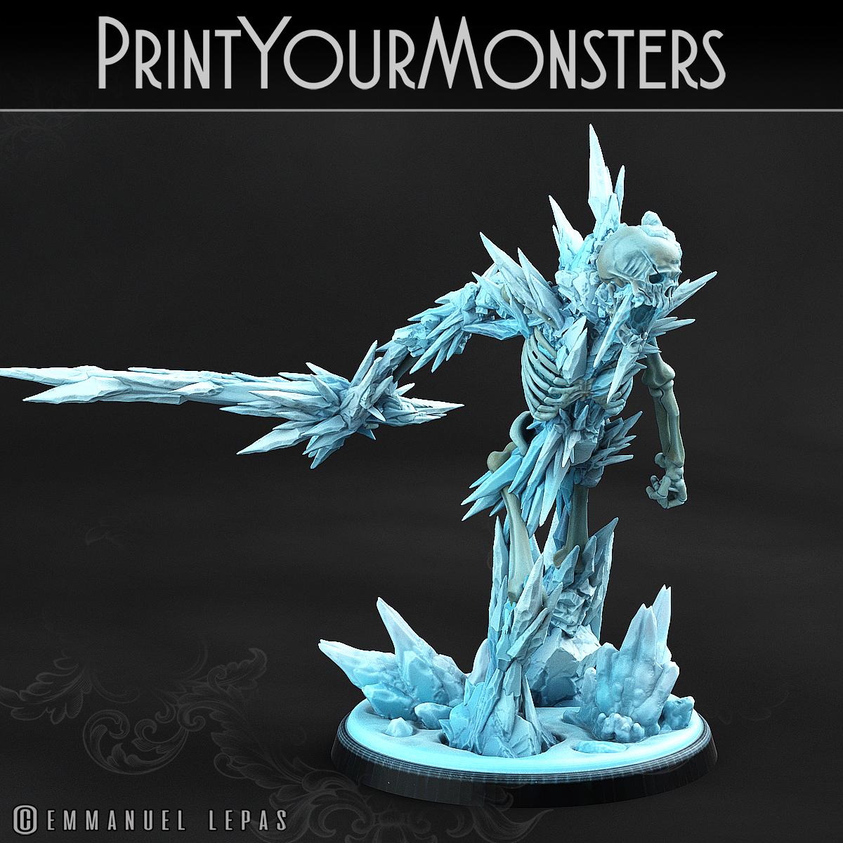 Hoarfrost Skeletons | DnD Stone Frost Elemental Monster Miniatures | 32mm / 75mm | by PrintYourMonsters