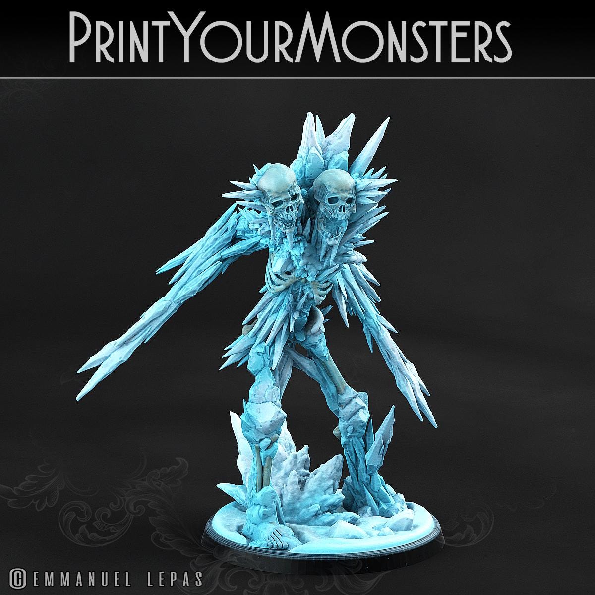 Hoarfrost Skeletons | DnD Stone Frost Elemental Monster Miniatures | 32mm / 75mm | by PrintYourMonsters