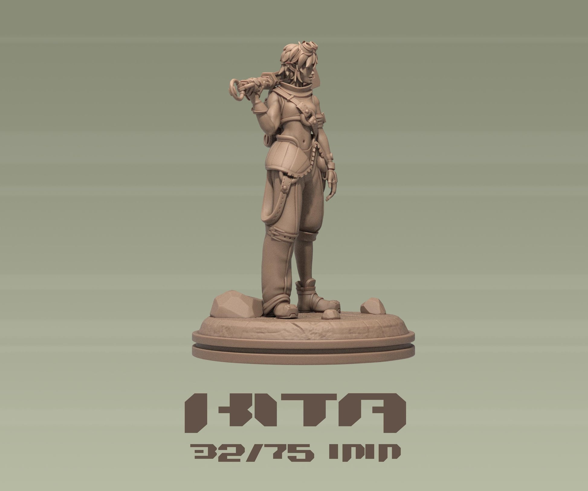 Kita | Female Mechanic Engineer Sci-fi Dune Rider | 32mm / 75mm | by Dungeons&Maidens