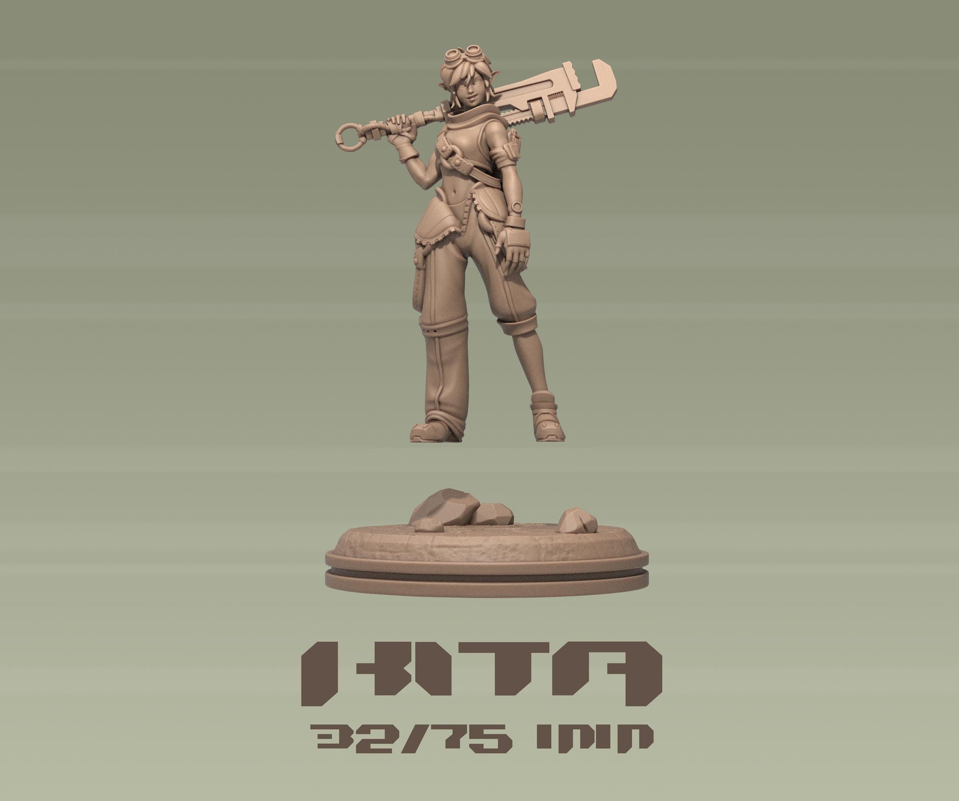 Kita | Female Mechanic Engineer Sci-fi Dune Rider | 32mm / 75mm | by Dungeons&Maidens