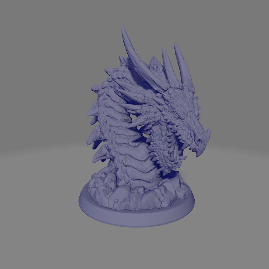 White Great Wyrm | DnD Dragon Bust Wurm Monster Miniature | 32mm | by Printed Obsession