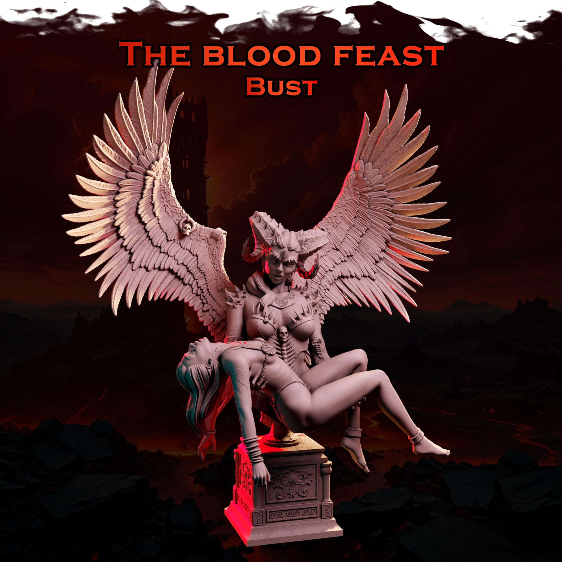 The Blood Feast Bust | DnD Vampire Demoness Pin-up Collectible Miniature | 75mm / 120mm