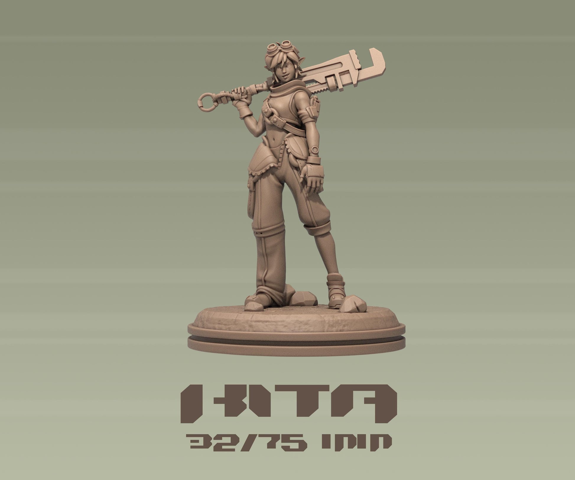 Kita | Female Mechanic Engineer Sci-fi Dune Rider | 32mm / 75mm | by Dungeons&Maidens