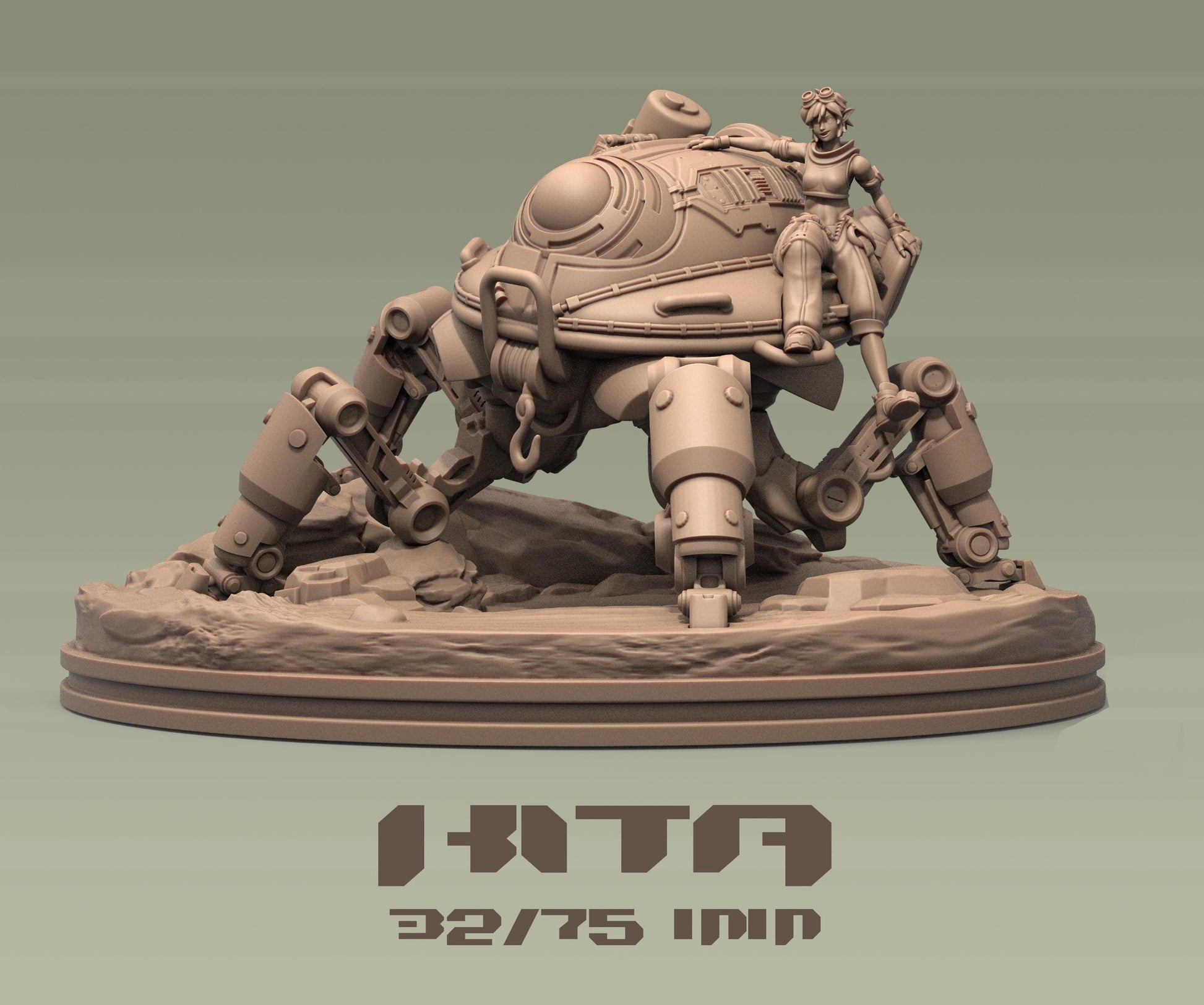 Kita | Female Mechanic Engineer Sci-fi Dune Rider | 32mm / 75mm | by Dungeons&Maidens