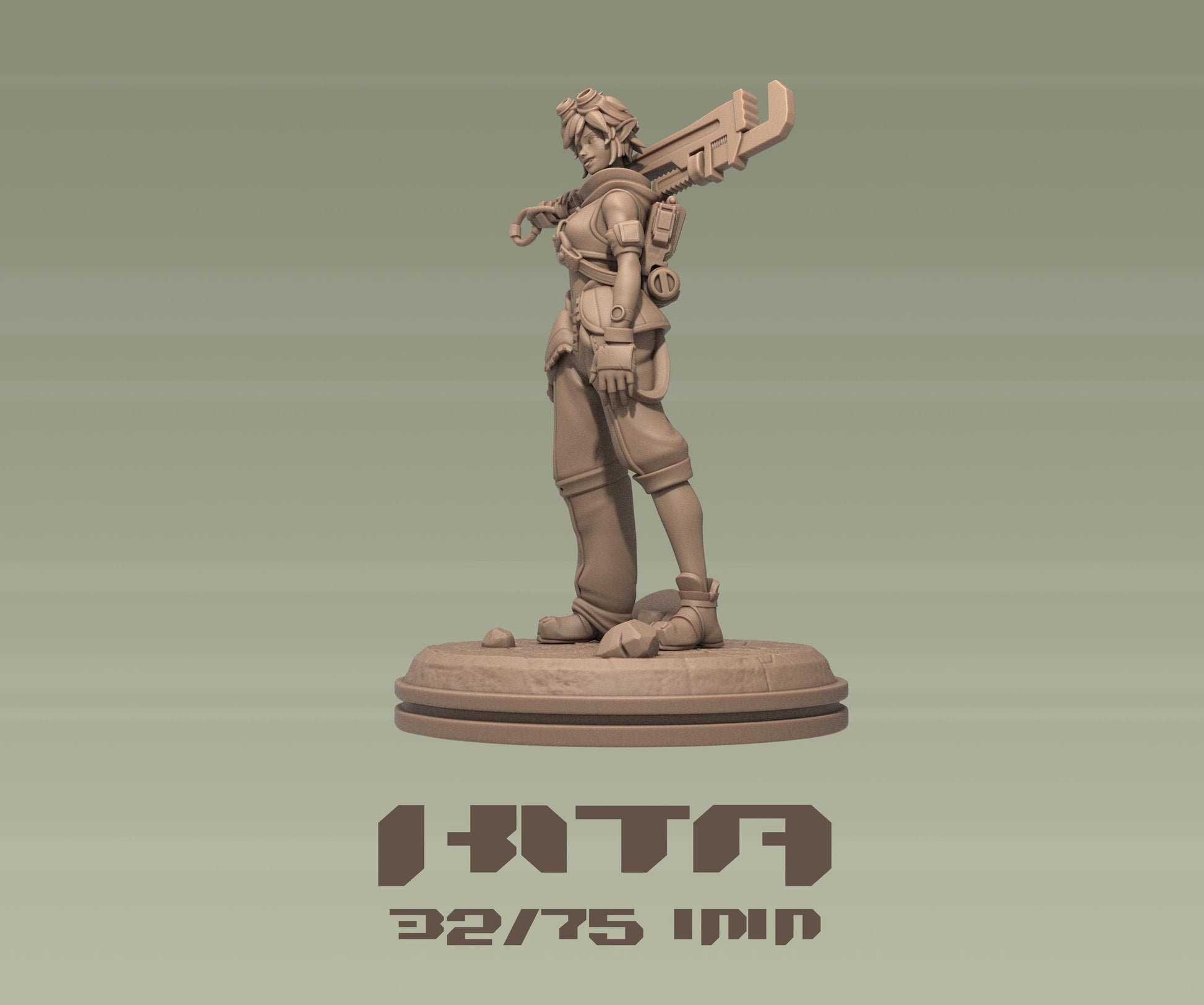 Kita | Female Mechanic Engineer Sci-fi Dune Rider | 32mm / 75mm | by Dungeons&Maidens