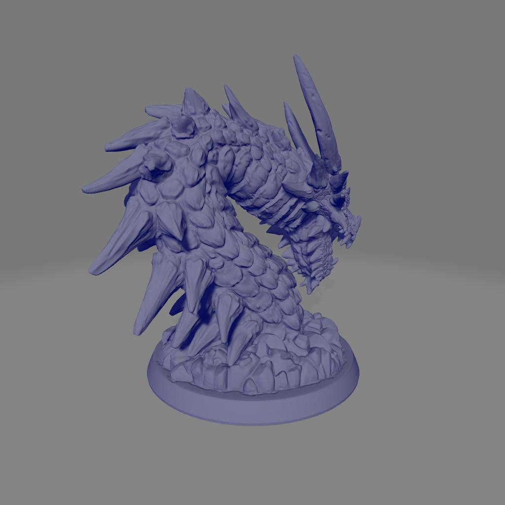White Great Wyrm | DnD Dragon Bust Wurm Monster Miniature | 32mm | by Printed Obsession