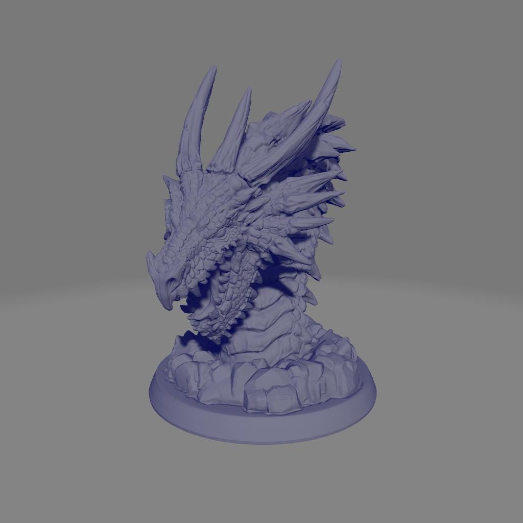 White Great Wyrm | DnD Dragon Bust Wurm Monster Miniature | 32mm | by Printed Obsession