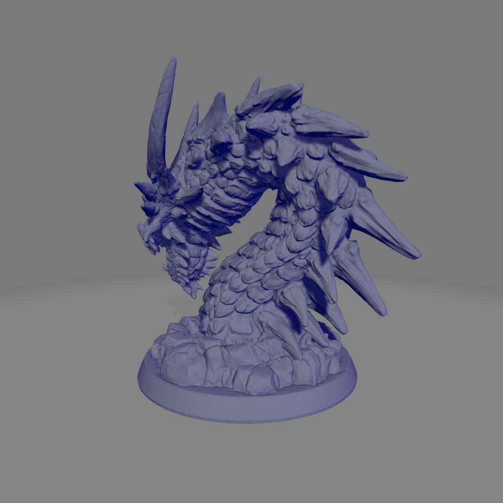 White Great Wyrm | DnD Dragon Bust Wurm Monster Miniature | 32mm | by Printed Obsession