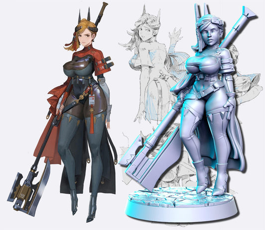 Gaia | DnD Scifi Amazon Warrior Pin-up Miniature | 40mm / 75mm | by RNEstudio