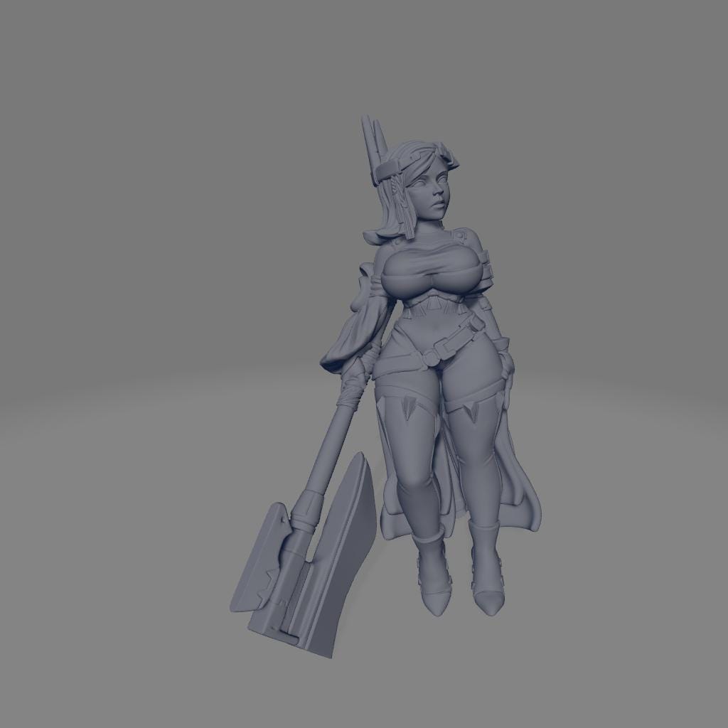 Gaia | DnD Scifi Amazon Warrior Pin-up Miniature | 40mm / 75mm | by RNEstudio