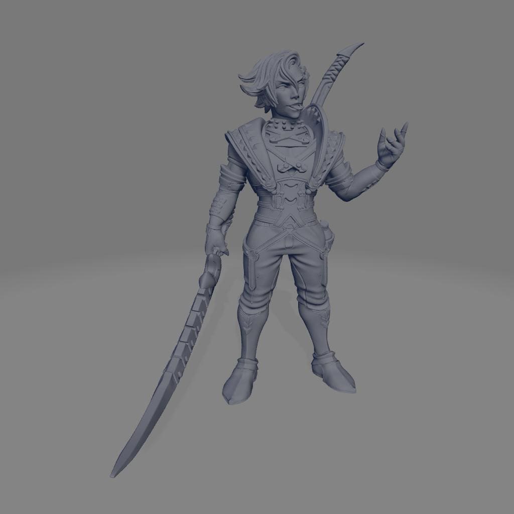 Jarroth | DnD Fantasy Vampire Warrior Fighter 3D Printed Miniature | 40mm / 75mm | by RNEstudio