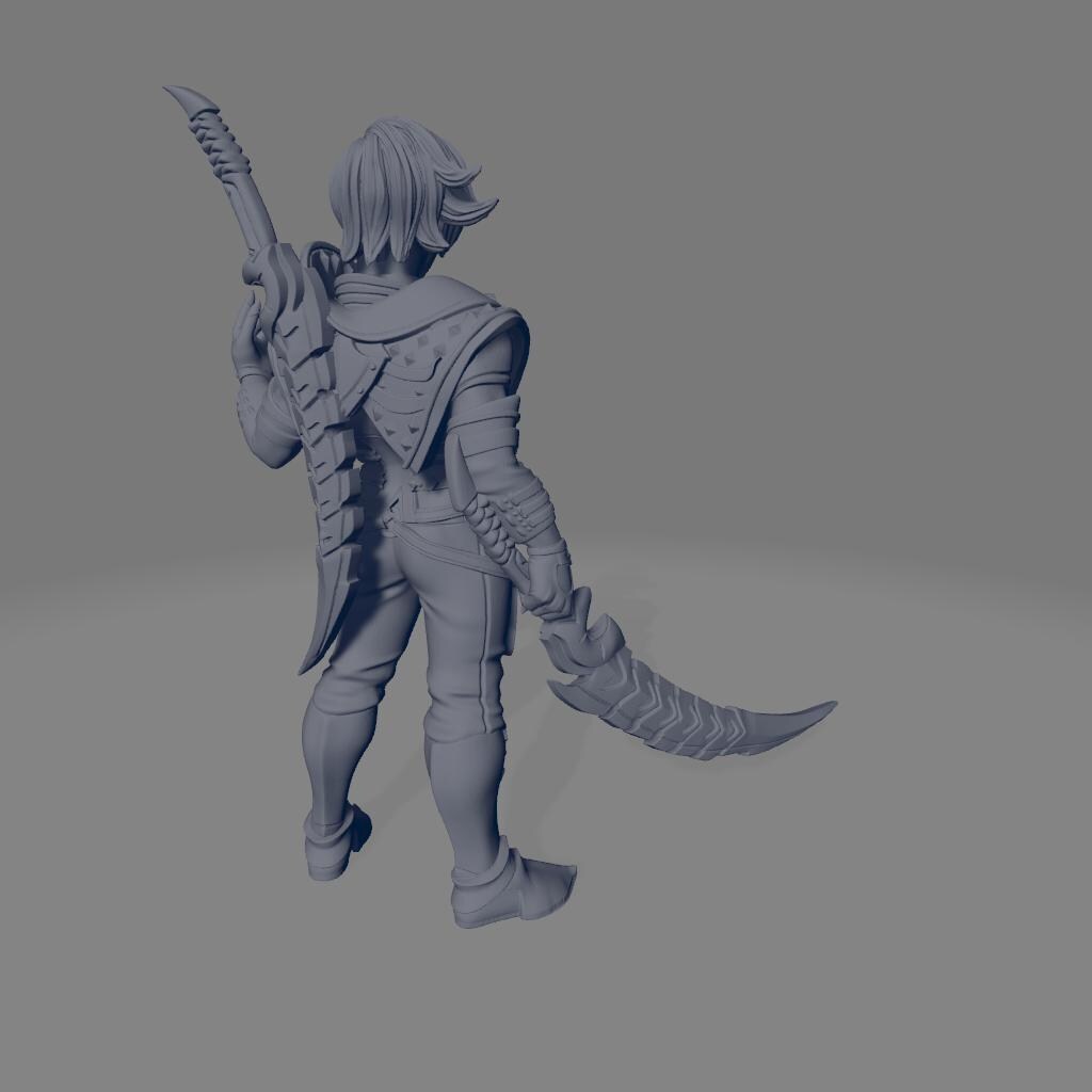 Jarroth | DnD Fantasy Vampire Warrior Fighter 3D Printed Miniature | 40mm / 75mm | by RNEstudio