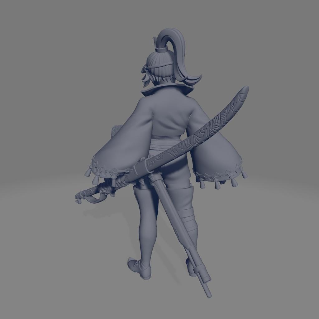 Mako | DnD Female Fantasy Warrior Samurai Fighter Pinup miniature | 40mm / 75mm | by RNEstudio