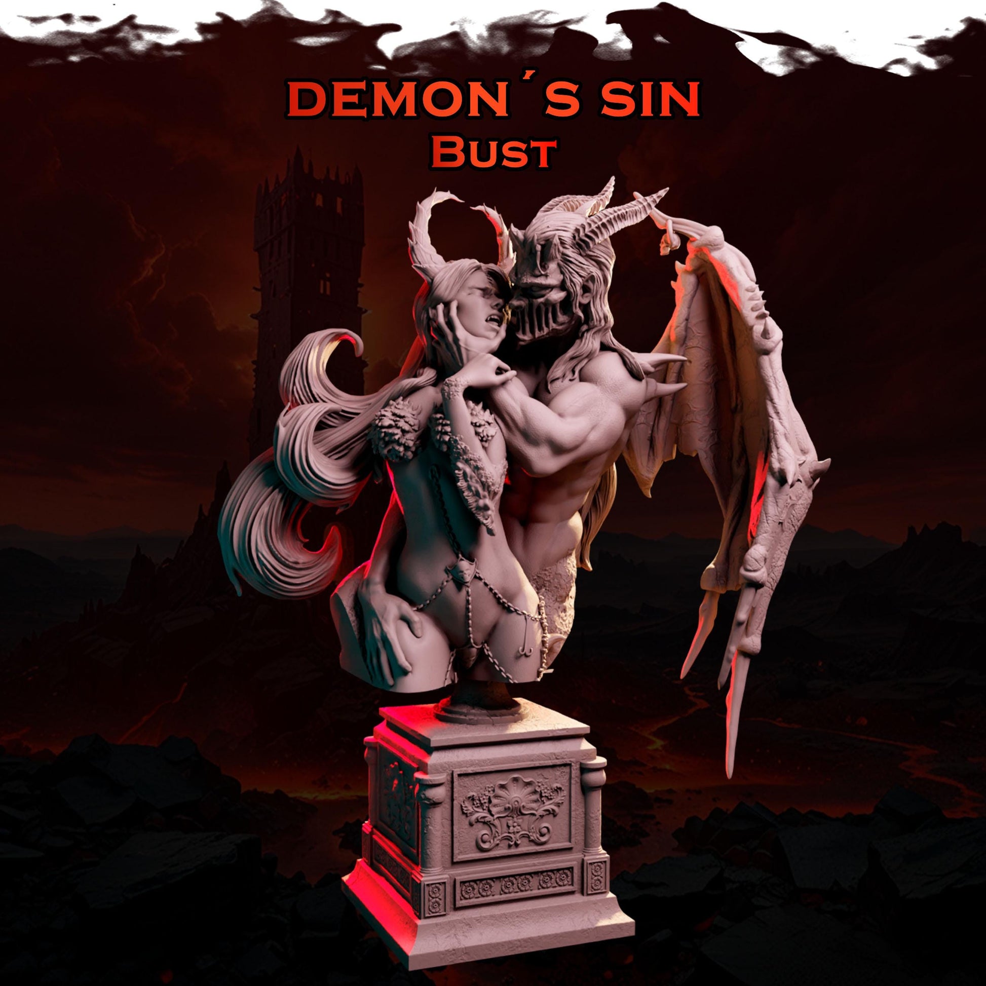 The Demon's Sin Bust | DnD Vampire Demoness Pin-up Collectible Miniature | 75mm / 120mm