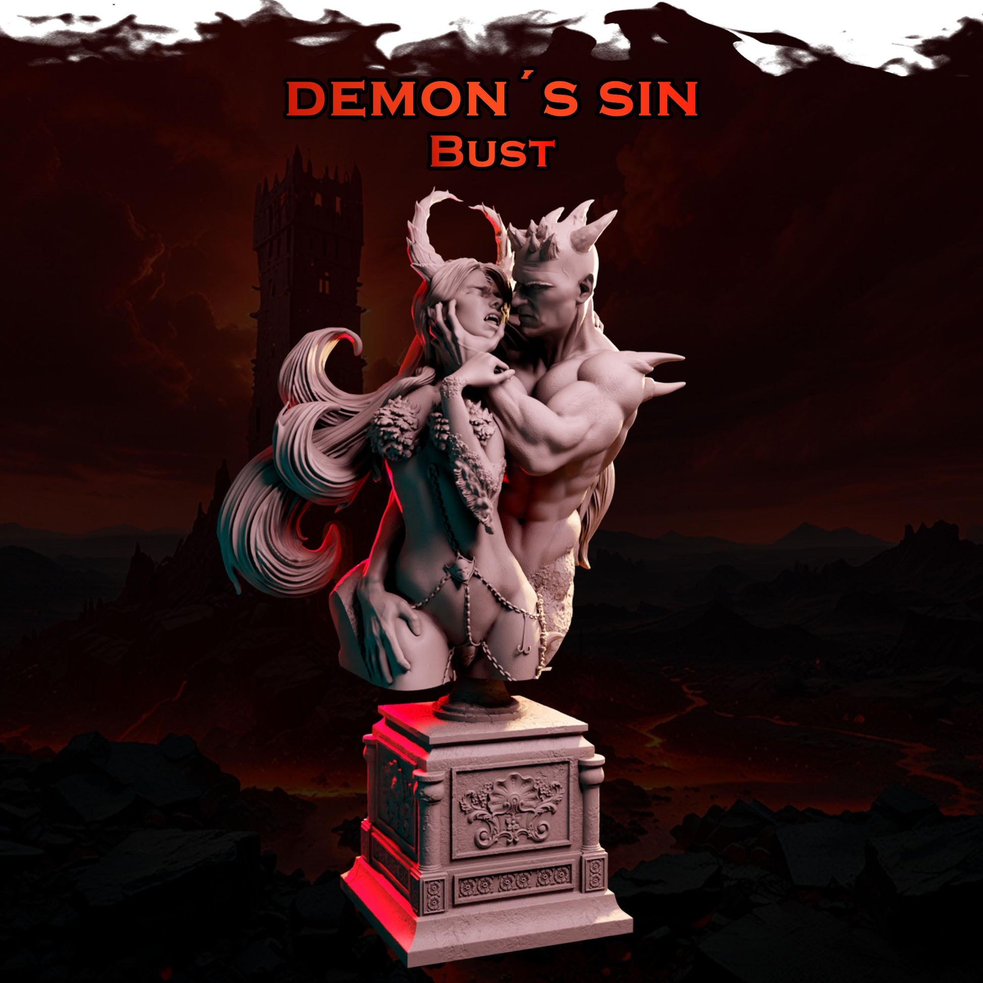 The Demon's Sin Bust | DnD Vampire Demoness Pin-up Collectible Miniature | 75mm / 120mm