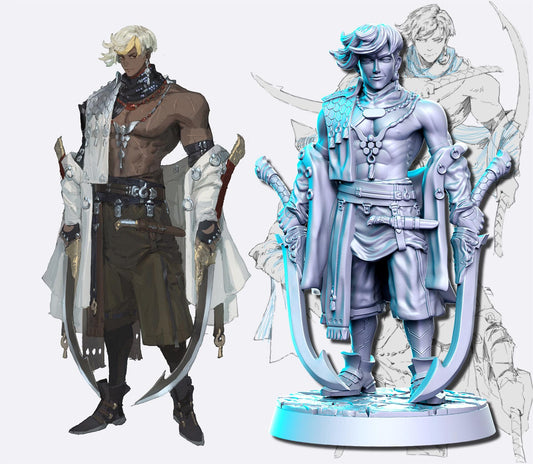 Prince Breen | DnD Fantasy Rogue Warrior Fighter 3D Printed Miniature | 40mm / 75mm | by RNEstudio