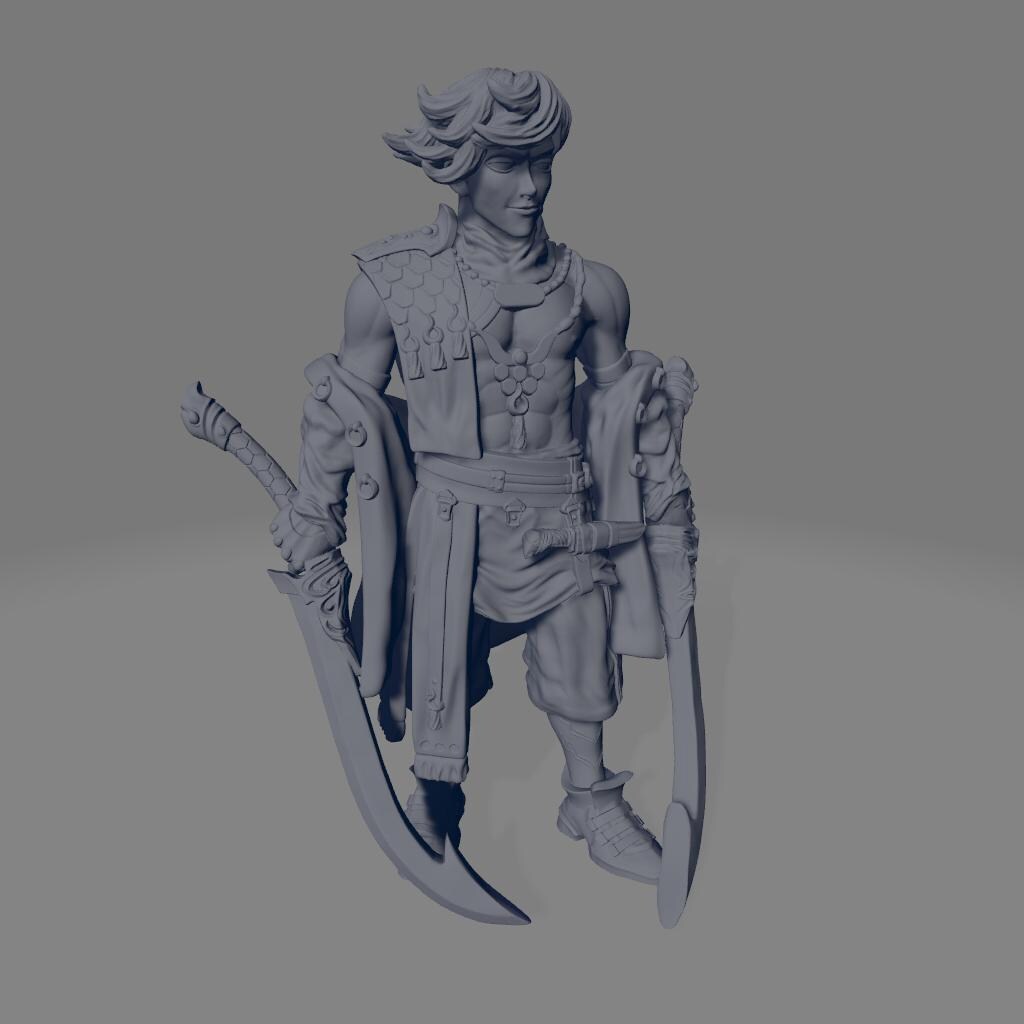 Prince Breen | DnD Fantasy Rogue Warrior Fighter 3D Printed Miniature | 40mm / 75mm | by RNEstudio