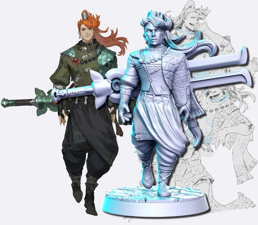 Saekun | DnD Fantasy Rogue Warrior Fighter 3D Printed Miniature | 40mm / 75mm | by RNEstudio