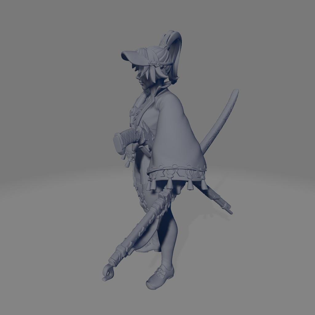 Mako | DnD Female Fantasy Warrior Samurai Fighter Pinup miniature | 40mm / 75mm | by RNEstudio