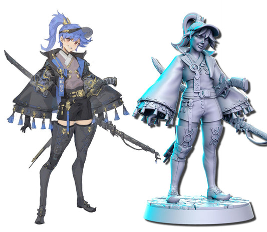 Mako | DnD Female Fantasy Warrior Samurai Fighter Pinup miniature | 40mm / 75mm | by RNEstudio