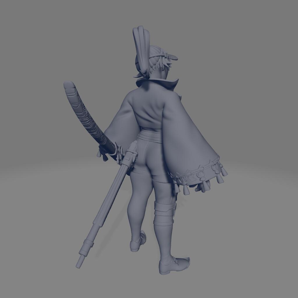 Mako | DnD Female Fantasy Warrior Samurai Fighter Pinup miniature | 40mm / 75mm | by RNEstudio