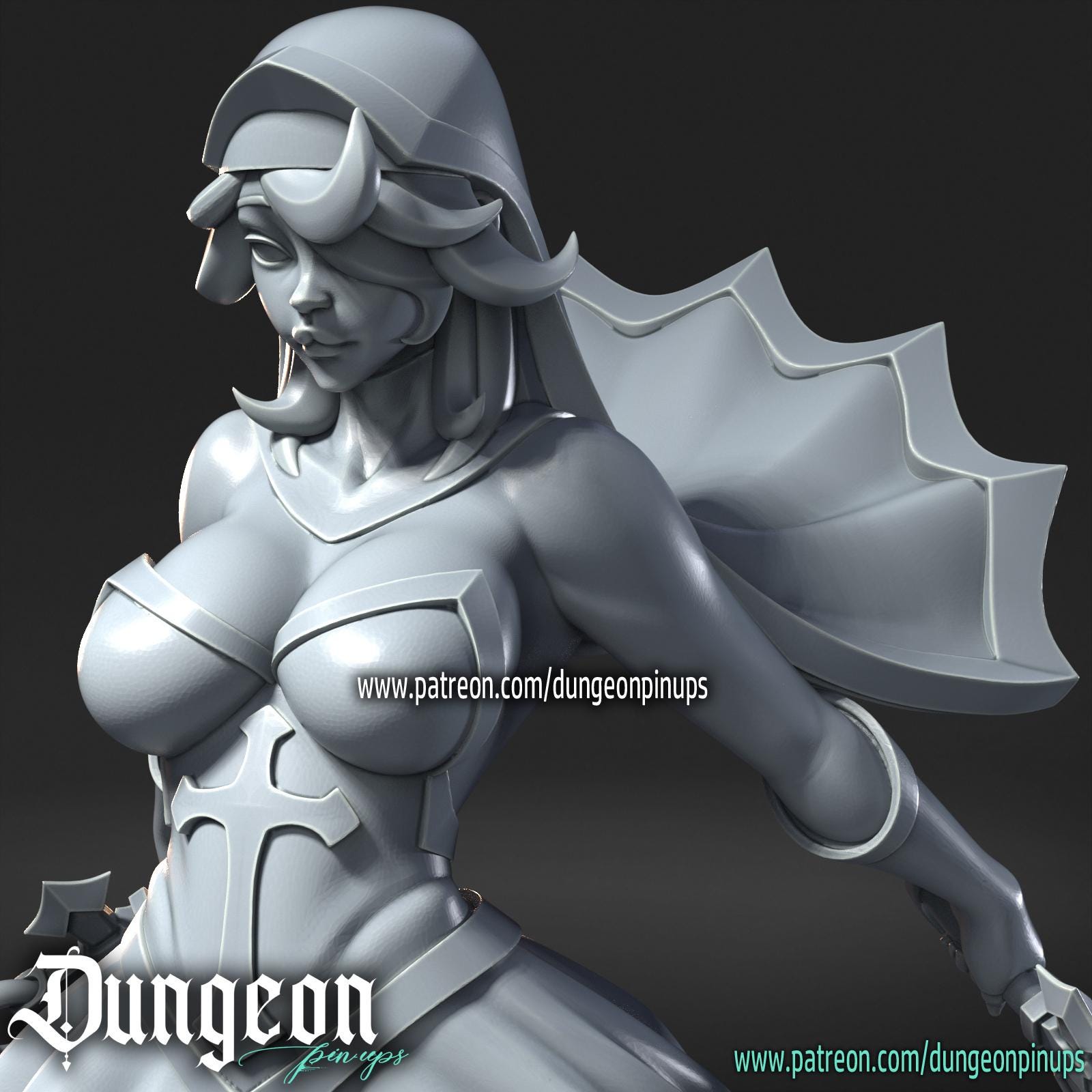 Nun With Chains | Female Pinup Dominatrix collectible Miniature | 40mm / 75mm | by RNEstudio