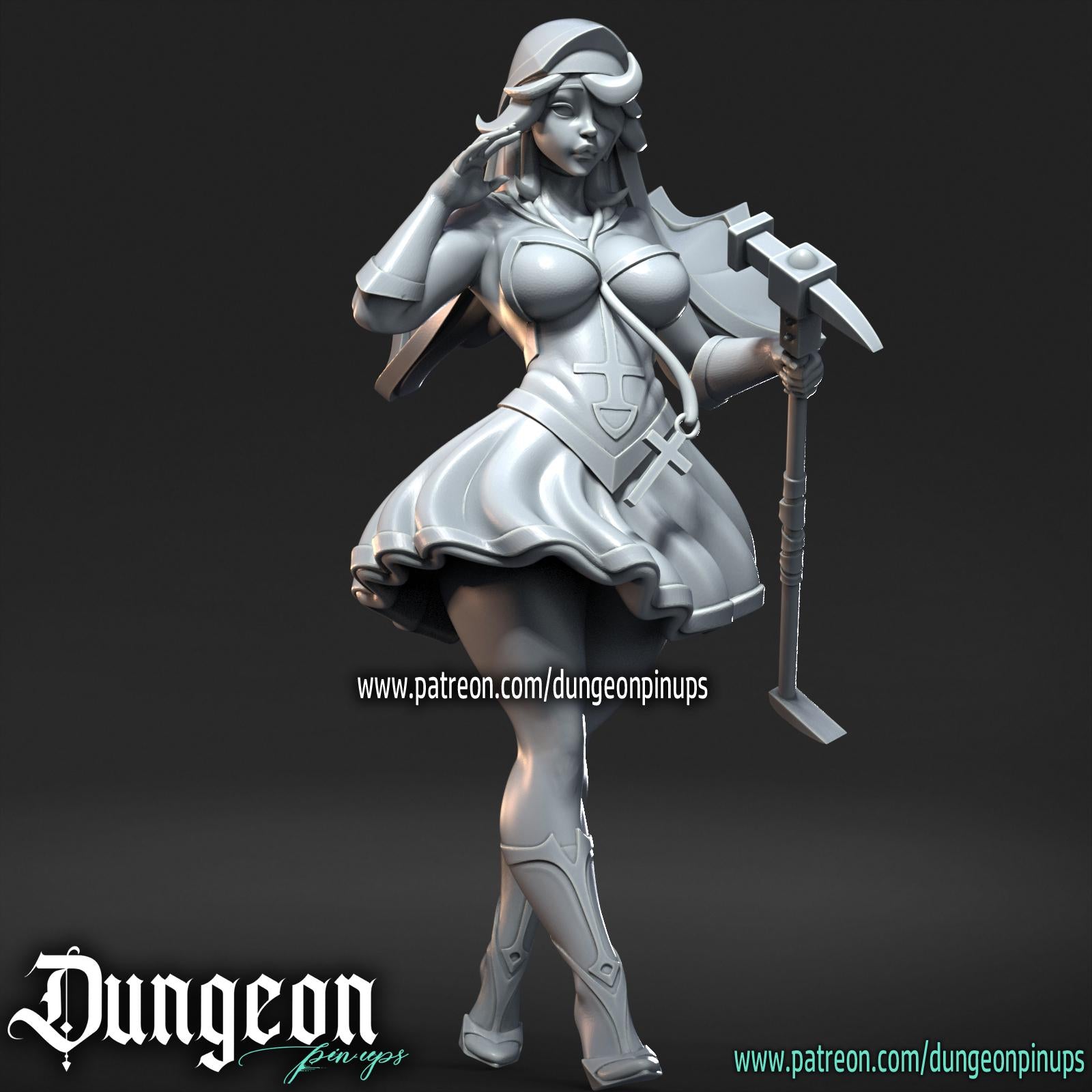 Nun With Chains | Female Pinup Dominatrix collectible Miniature | 40mm / 75mm | by RNEstudio