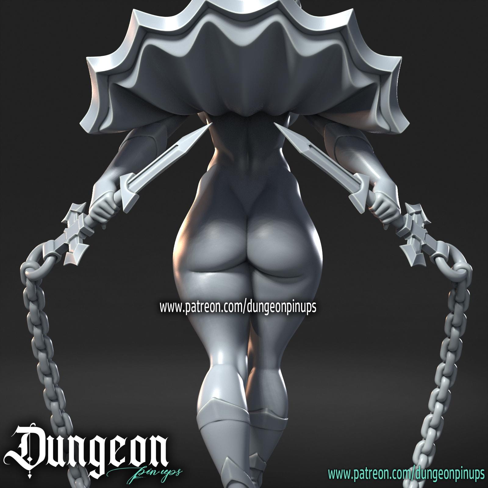 Nun With Chains | Female Pinup Dominatrix collectible Miniature | 40mm / 75mm | by RNEstudio