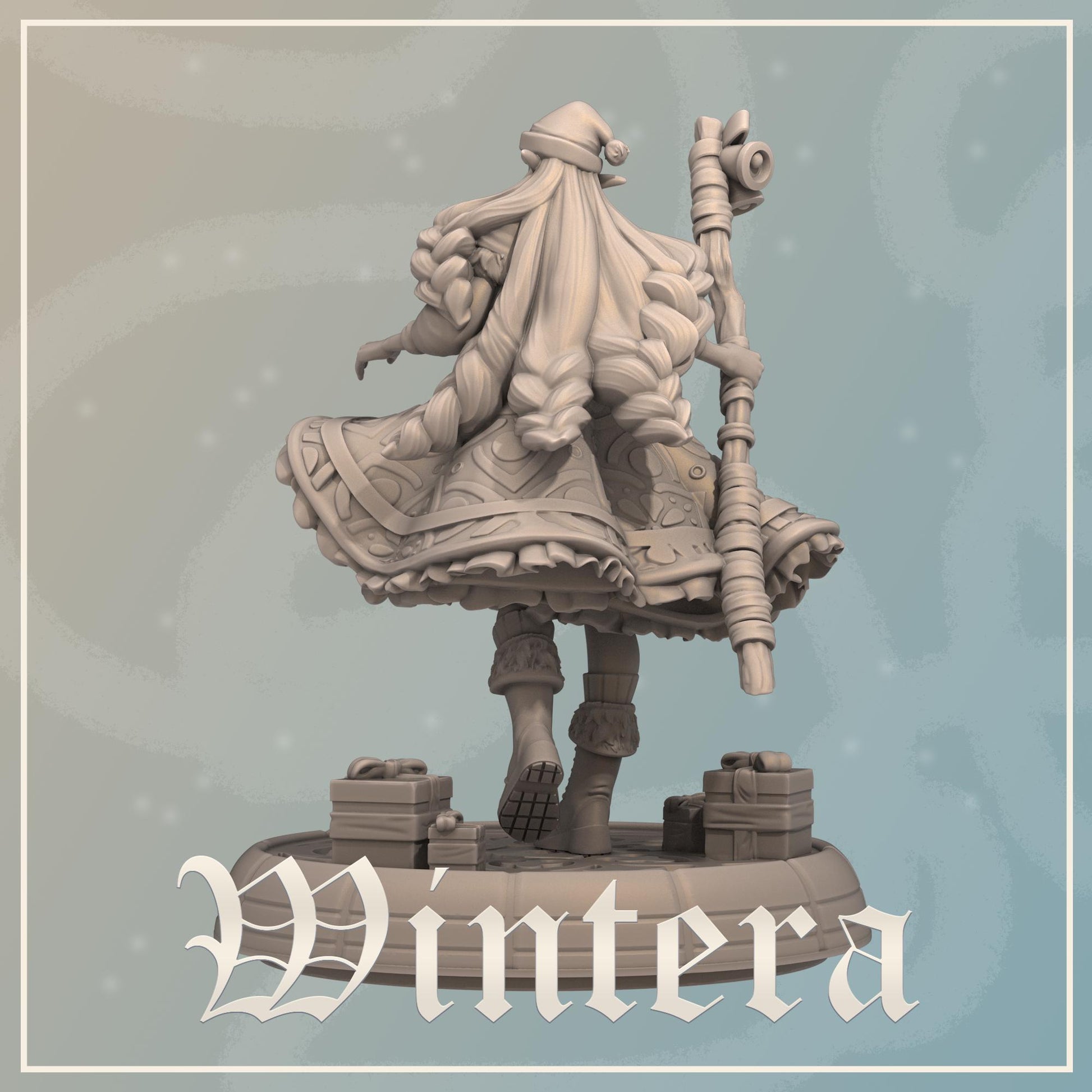 Wintera | Female Fantasy Christmas Elf Collectible Miniature | 32mm / 75mm | by Dungeons&Maidens