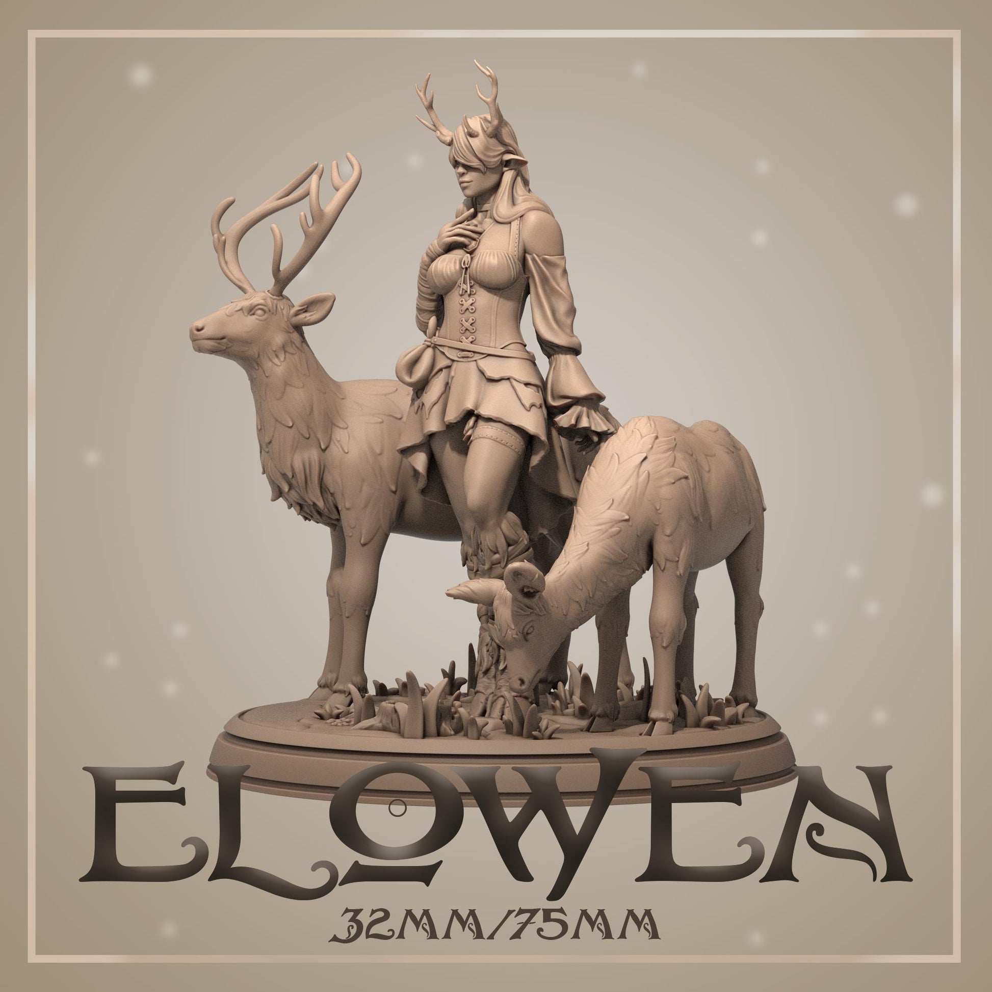 Elowen | Female Satyr Tamer Collectible Miniature | 32mm / 75mm | by Dungeons&Maidens