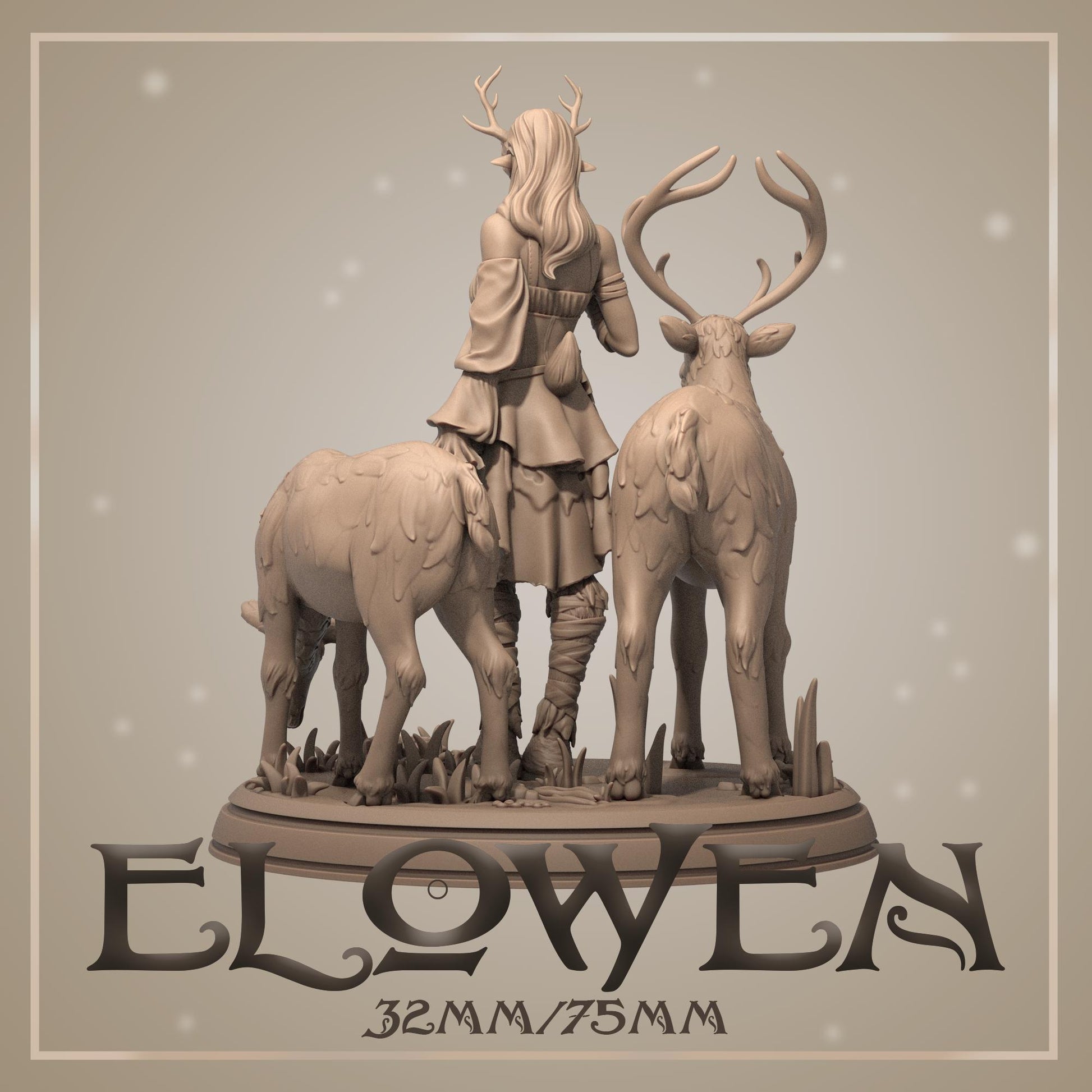 Elowen | Female Satyr Tamer Collectible Miniature | 32mm / 75mm | by Dungeons&Maidens