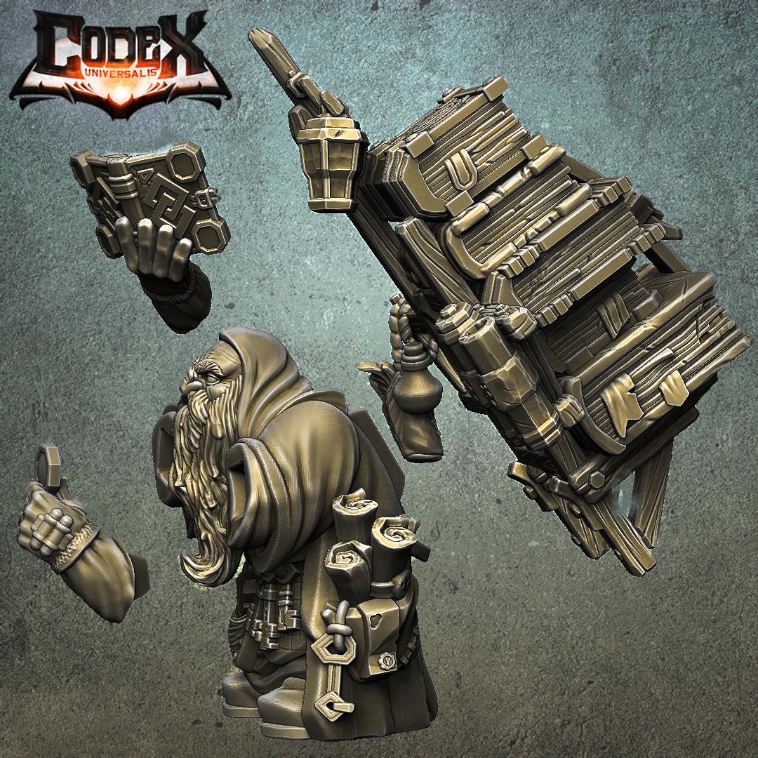 Nalod Runekeeper | Fantasy DnD Male Dwarven Cleric Miniatures | Scaled 32mm | by Codex Universalis