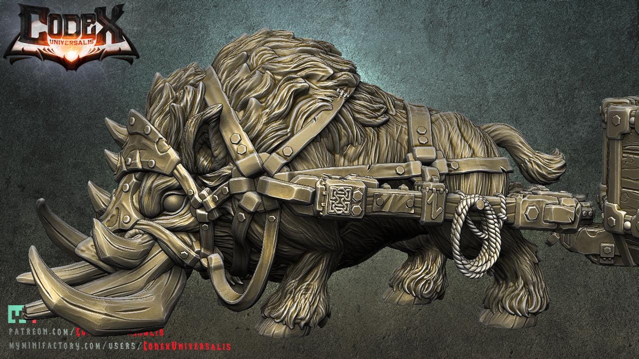 Boar Pulling Mine Cart | Fantasy Collectible Monster Miniature | by Codex Universalis