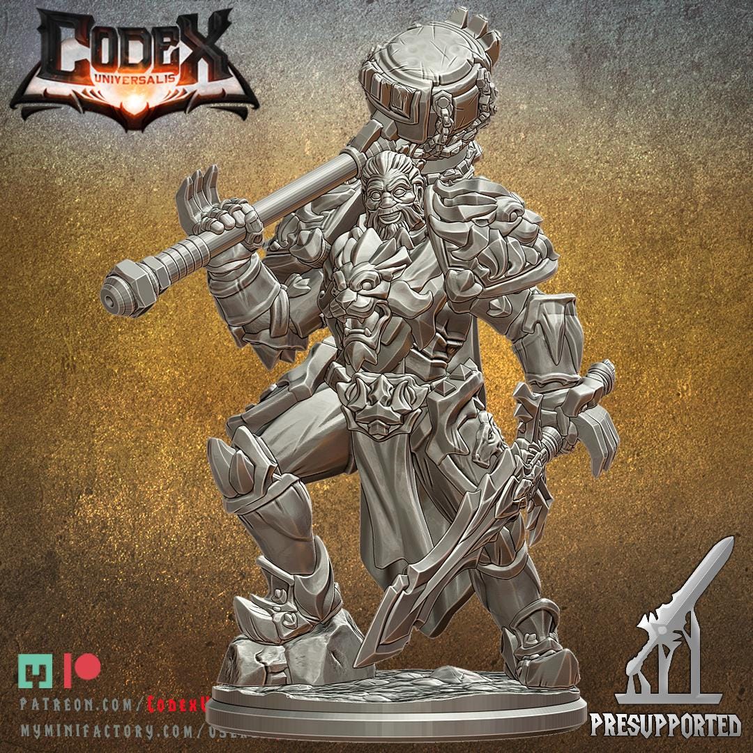 Captain Artus Lionroar | Fantasy DnD Male Human Paladin Knight Miniatures | Scaled 32mm | by Codex Universalis