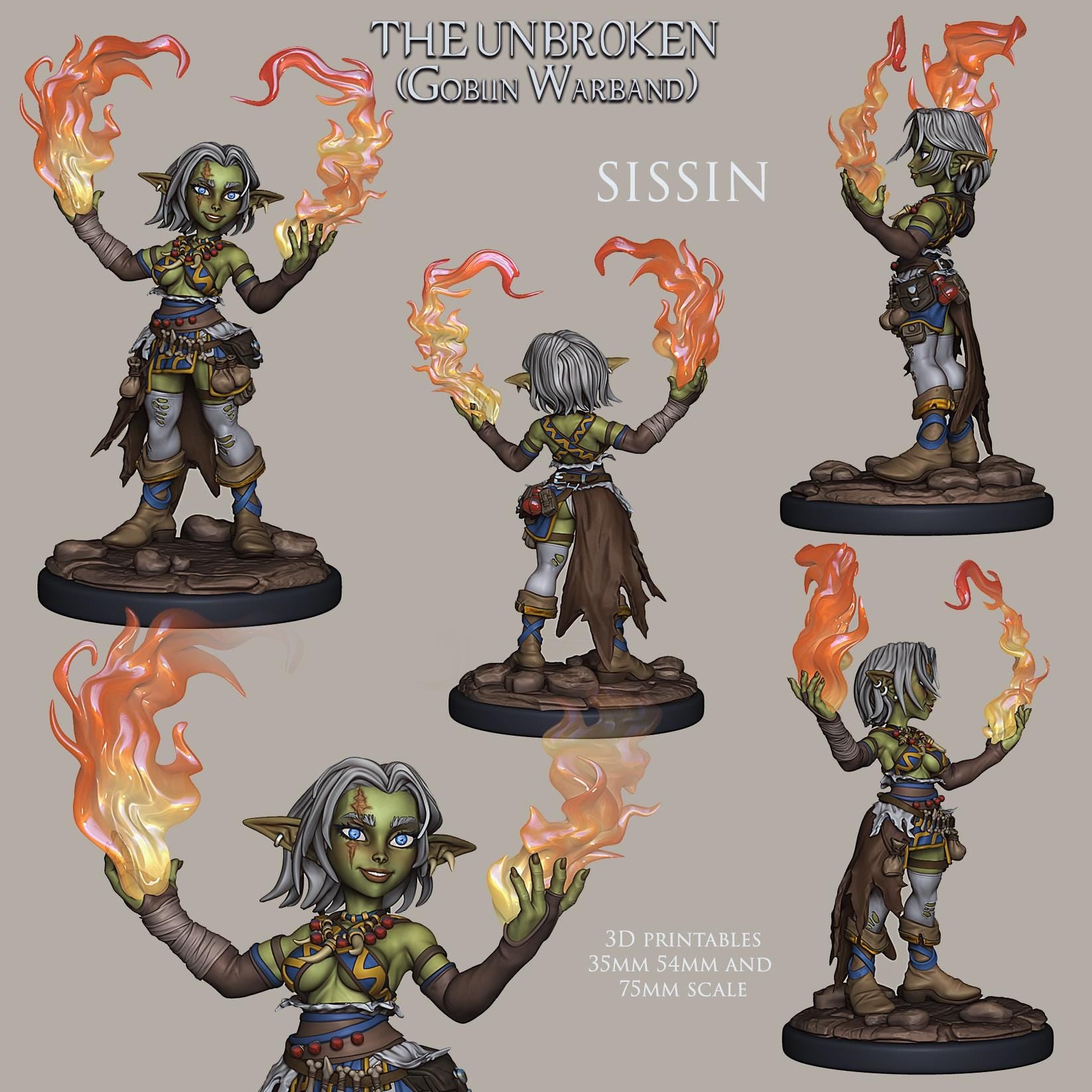 The Unbroken, Goblin Warband | Fantasy Goblin Monster Collectible Miniatures | 35mm / 75mm | by RoninArtsWorkshop